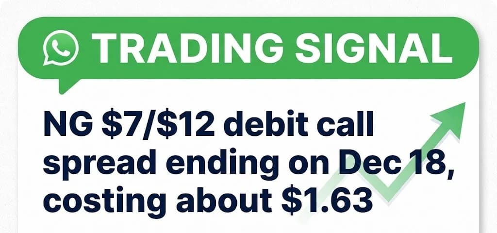 NG $7/$12 debit call spread ending on Dec 18, costing about $1.63